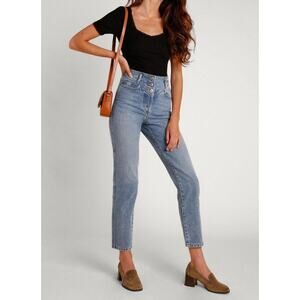 Rouje Blue Gambetta High Rise Denim Straight Leg Jeans Size 28